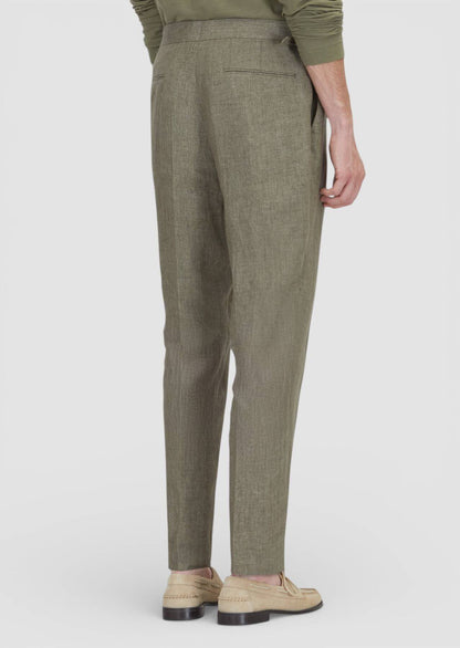 Khaki Leinenhose Regular Fit Casual