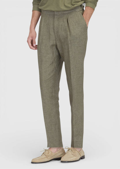 Khaki Leinenhose Regular Fit Casual