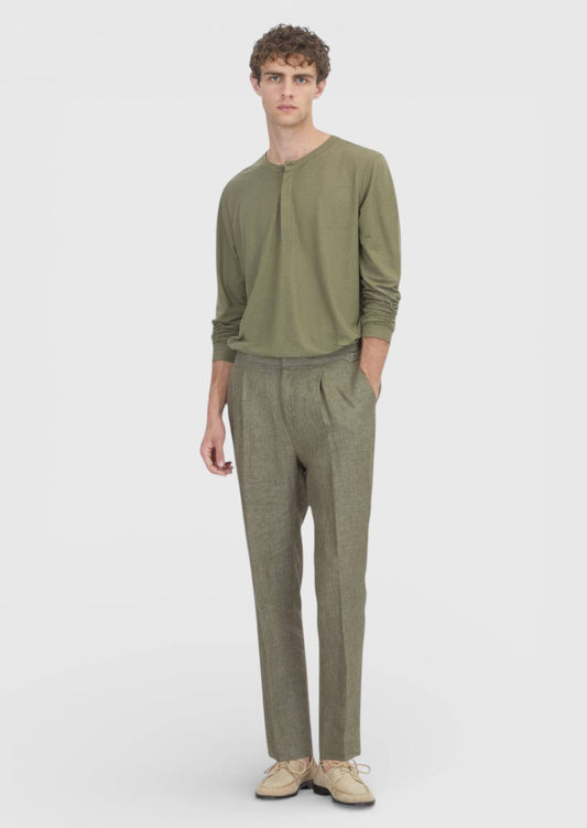 Khaki Leinenhose Regular Fit Casual