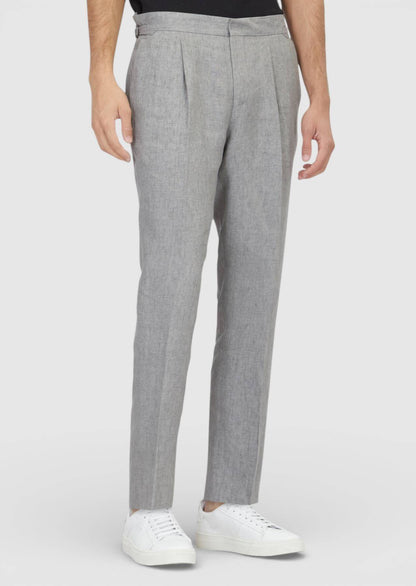 Grau Gewebte Regular Fit Leinenhose