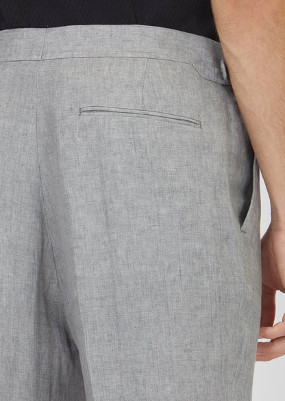 Grau Gewebte Regular Fit Leinenhose