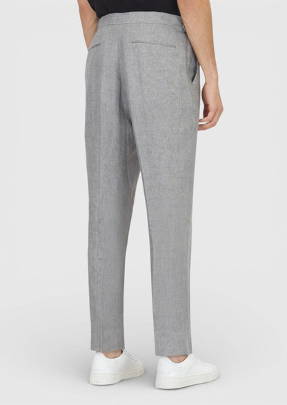 Grau Gewebte Regular Fit Leinenhose