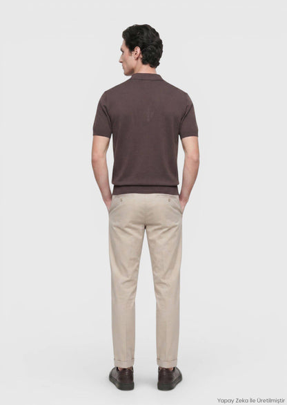 Beige Velours Jogginghose Casual Mix
