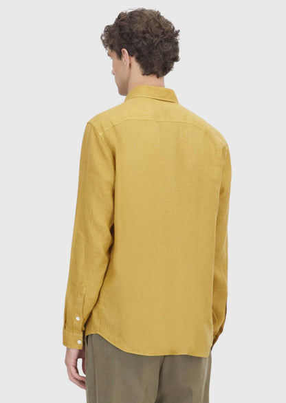 Ölgrün Unifarben Casual Leinenhemd