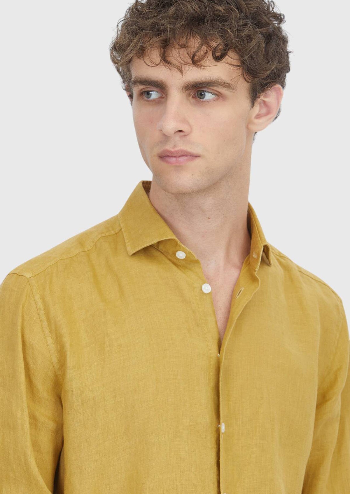 Ölgrün Unifarben Casual Leinenhemd