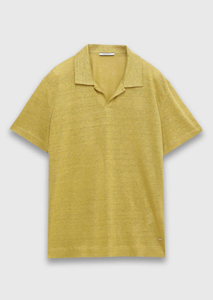 Ölgrün Unifarben 100% Leinen T-Shirt
