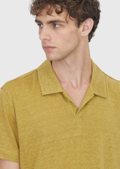 Ölgrün Unifarben 100% Leinen T-Shirt