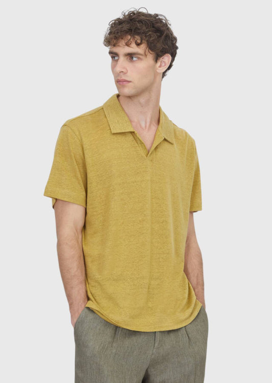 Ölgrün Unifarben 100% Leinen T-Shirt