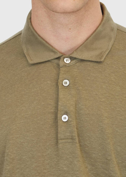 Khaki Unifarben 100% Leinen T-Shirt