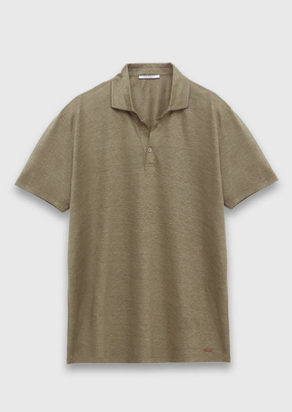 Khaki Unifarben 100% Leinen T-Shirt