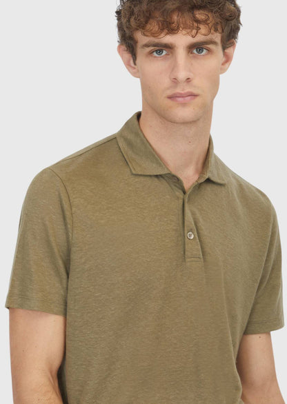 Khaki Unifarben 100% Leinen T-Shirt