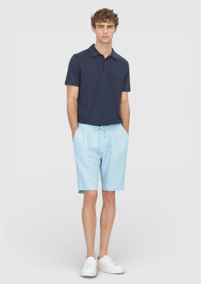 Navy Blau Unifarben 100% Leinen T-Shirt