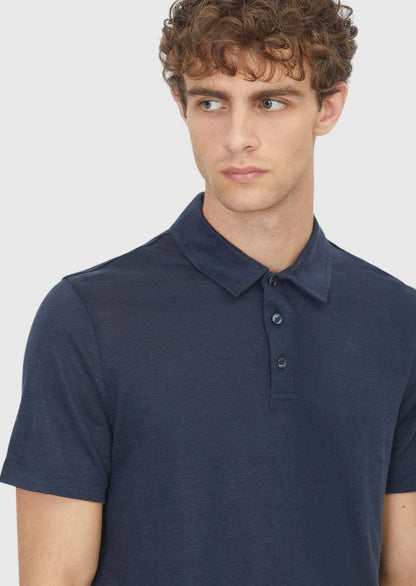 Navy Blau Unifarben 100% Leinen T-Shirt