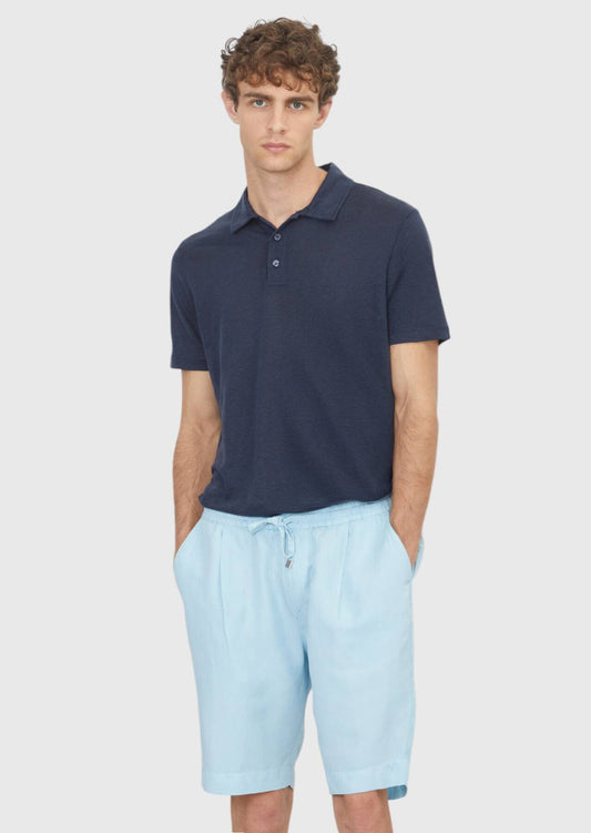 Navy Blau Unifarben 100% Leinen T-Shirt