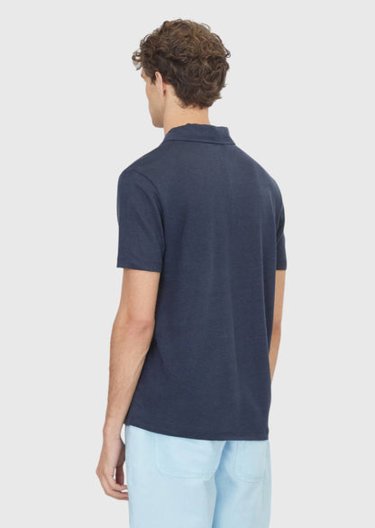 Navy Blau Unifarben 100% Leinen T-Shirt