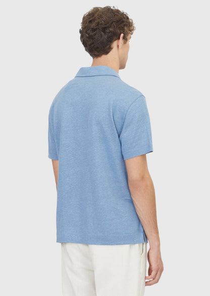 Blaues schlichtes 100% Leinen T-Shirt