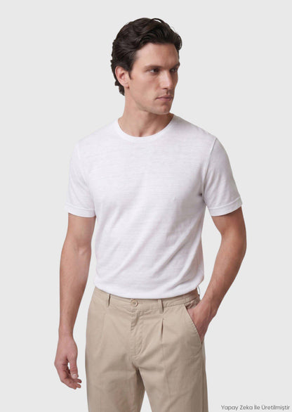 Weißes 100% Leinen T-Shirt