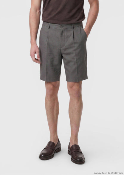Hellbraune Velours Bermuda Regular Fit