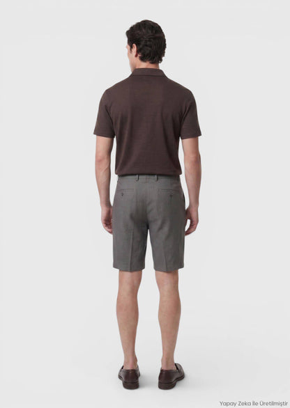 Hellbraune Velours Bermuda Regular Fit