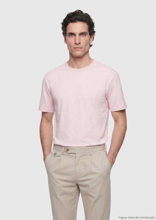 Hellrosa Unifarben 100% Baumwoll T-Shirt