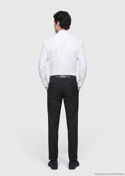 Dunkelblaues Woll-Hosen Regular Fit