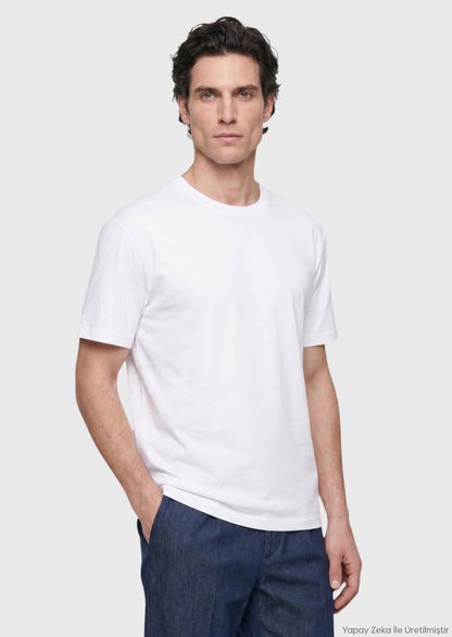 Weißes schlichtes 100% Baumwoll-T-Shirt