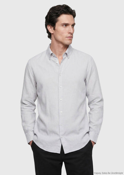Stein Unifarben Regular Fit Casual Hemd
