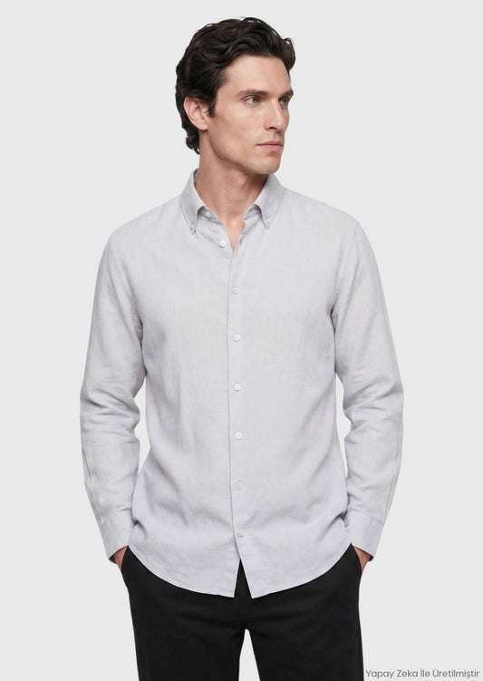 Stein Unifarben Regular Fit Casual Hemd