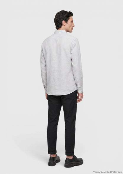 Stein Unifarben Regular Fit Casual Hemd