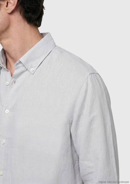 Stein Unifarben Regular Fit Casual Hemd