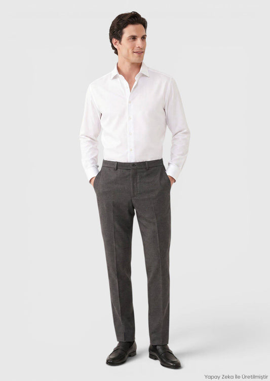 Braune Webstoff Regular Fit Hose