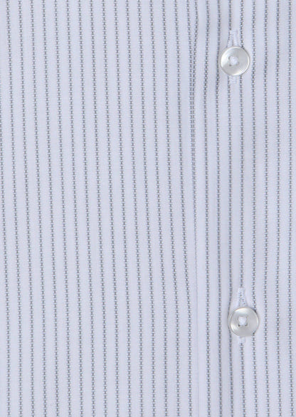 Grau Gestreiftes Regular Fit Baumwollhemd