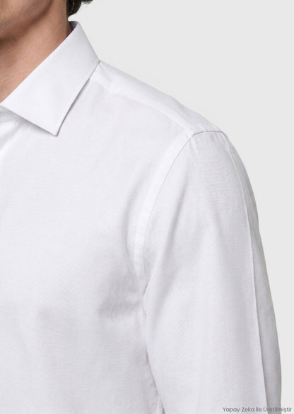 Weißes Klassisches Baumwollhemd Regular Fit