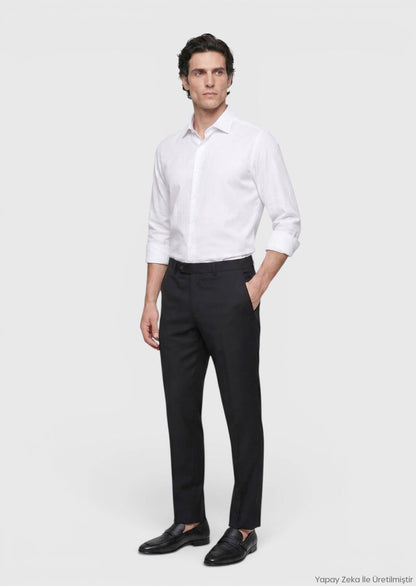 Weißes Klassisches Baumwollhemd Regular Fit