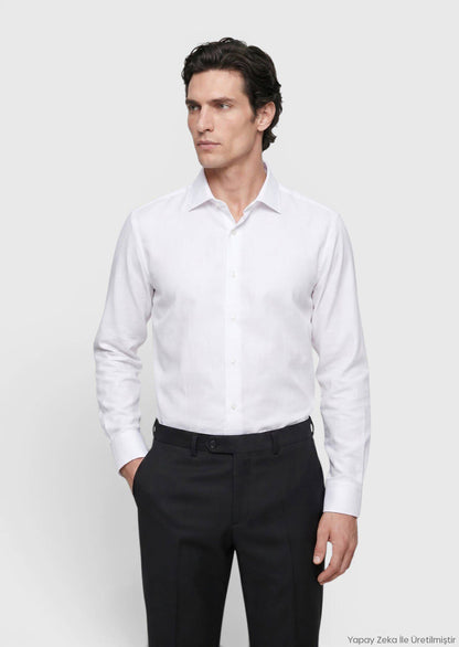 Weißes Klassisches Baumwollhemd Regular Fit
