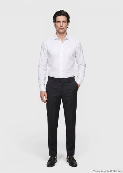 Weißes Klassisches Baumwollhemd Regular Fit