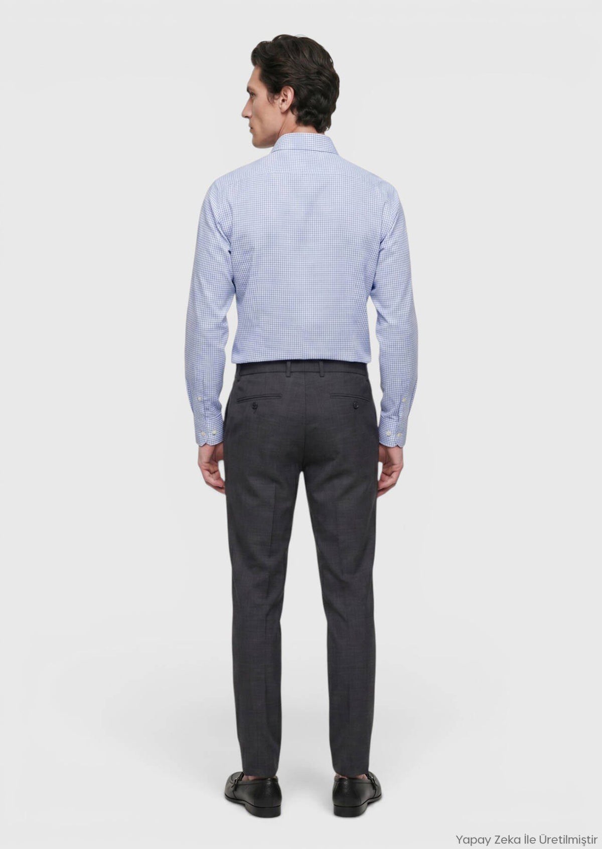 Grau Karierter Regular Fit Baumwollhemd