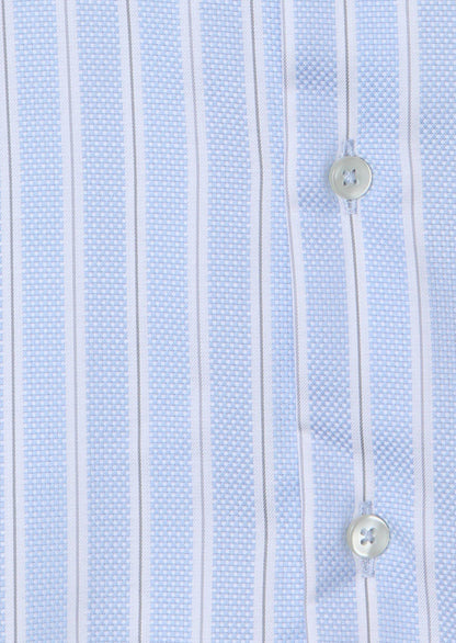 Blau Gestreiftes Regular Fit Baumwollhemd