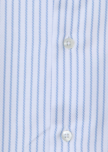 Blau Gestreiftes Regular Fit Hemd 100% Baumwolle