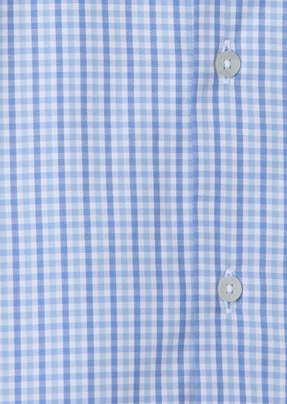 Blau Kariertes Regular Fit Hemd 100% Baumwolle