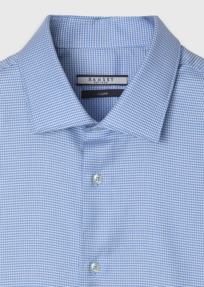 Blaues Micro Regular Fit Hemd 100% Baumwolle