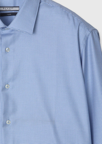 Blaues Micro Regular Fit Hemd 100% Baumwolle
