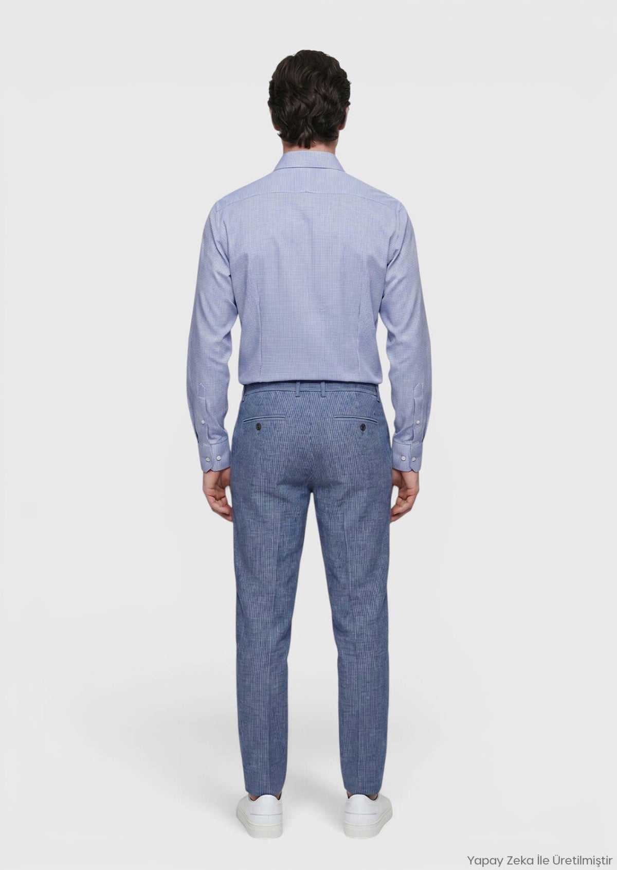 Blaues Micro Regular Fit Hemd 100% Baumwolle