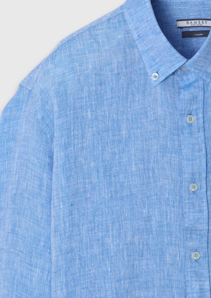 Blaues lässiges Leinenhemd 100% weich