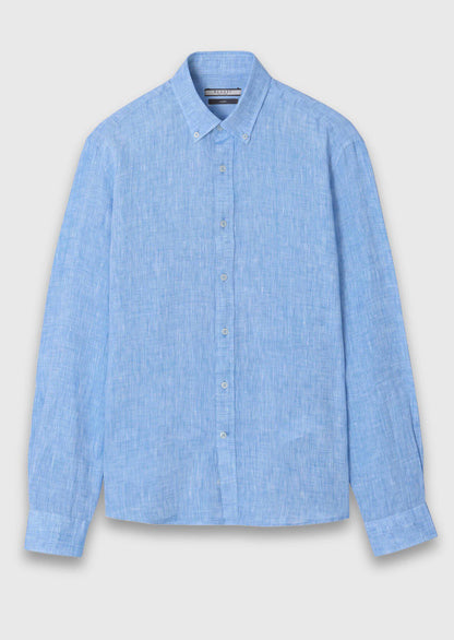 Blaues lässiges Leinenhemd 100% weich