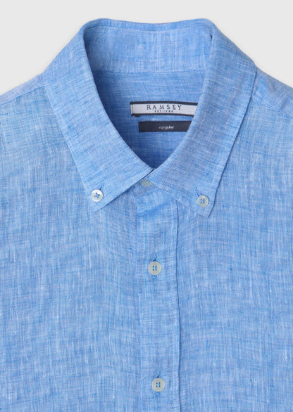 Blaues lässiges Leinenhemd 100% weich