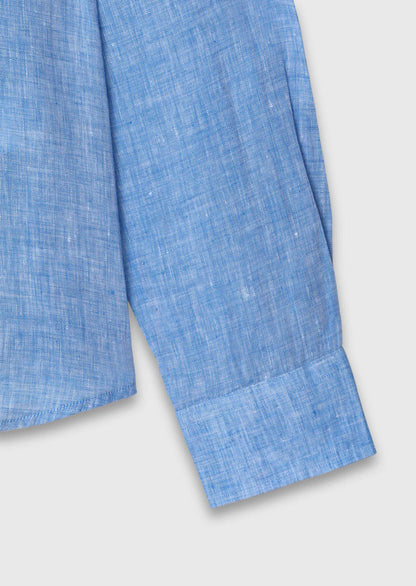 Blaues lässiges Leinenhemd 100% weich