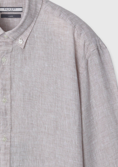 Beige Lässiges Leinenhemd 100% weich