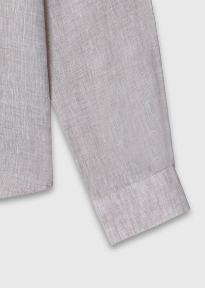 Beige Lässiges Leinenhemd 100% weich