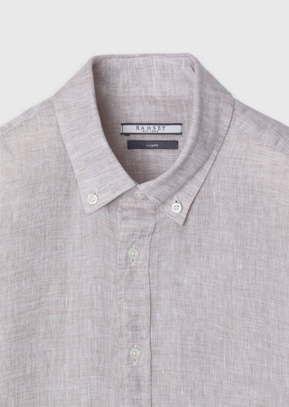 Beige Lässiges Leinenhemd 100% weich